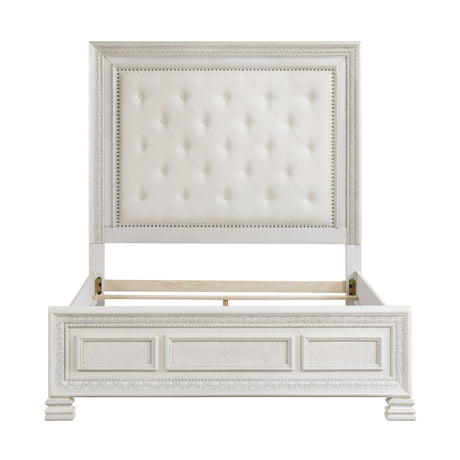 Theodora Pearl White Queen Panel Bed from Homelegance - Luna Furniture