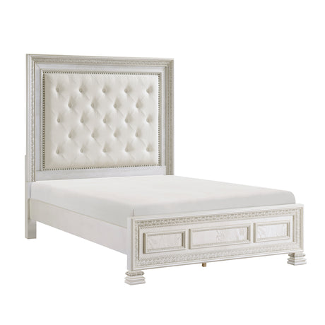 Theodora Pearl White Queen Panel Bed from Homelegance - Luna Furniture