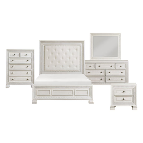 Theodora Pearl White 5pc Set (QB+NS+DR+MR+CH) from Homelegance - Luna Furniture