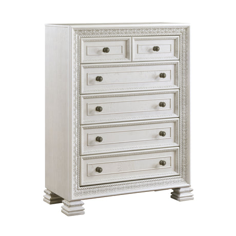 Theodora Pearl White 5pc Set (QB+NS+DR+MR+CH) from Homelegance - Luna Furniture