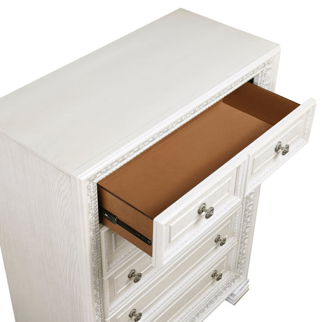Theodora Pearl White 5pc Set (QB+NS+DR+MR+CH) from Homelegance - Luna Furniture