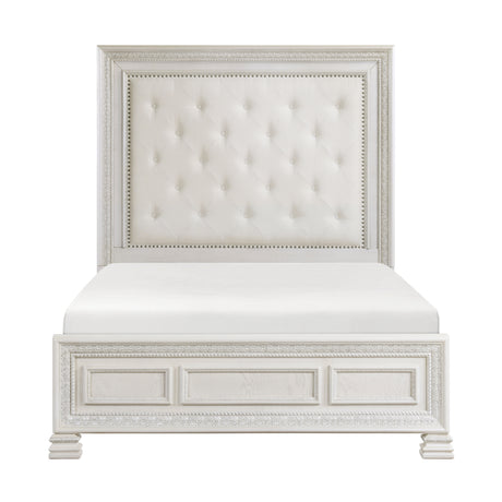 Theodora Pearl White Eastern King Bed from Homelegance - Luna Furniture