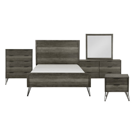 Urbanite Gray 5-Piece Bedroom Set (Queen Bed, Nightstand, Dresser, Mirror, Chest) from Homelegance - Luna Furniture