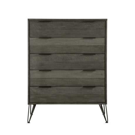 Urbanite Gray 5-Piece Bedroom Set (Queen Bed, Nightstand, Dresser, Mirror, Chest) from Homelegance - Luna Furniture