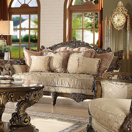 HD-1609 Metallic Antique Gold/Perfect Brown Loveseat from Homey Design - Luna Furniture