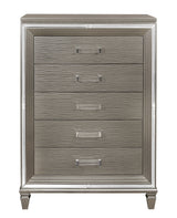 Tamsin Silver/Gray Metallic 5-Piece Bedroom Set (Queen Bed, Nightstand, Dresser, Mirror, Chest) from Homelegance - Luna Furniture