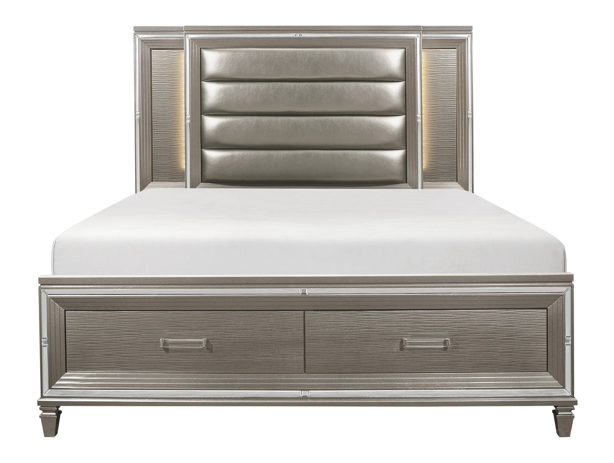 Tamsin Silver/Gray Metallic 5-Piece Bedroom Set (Queen Bed, Nightstand, Dresser, Mirror, Chest) from Homelegance - Luna Furniture