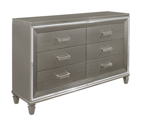 Tamsin Silver/Gray Metallic 5-Piece Bedroom Set (Queen Bed, Nightstand, Dresser, Mirror, Chest) from Homelegance - Luna Furniture