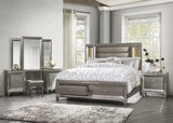 Tamsin Silver/Gray Metallic King LED Upholstered Storage Platform Bed from Homelegance - Luna Furniture