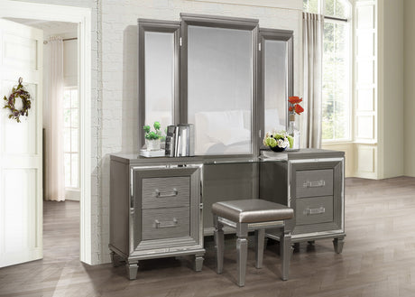 Tamsin Silver/Gray Metallic Nightstand from Homelegance - Luna Furniture