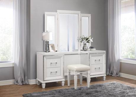 Tamsin White 4-Piece Bedroom Set (Queen Bed, Nightstand, Dresser, Mirror) from Homelegance - Luna Furniture