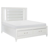 Tamsin White California King LED Upholstered Storage Platform Bed from Homelegance - Luna Furniture