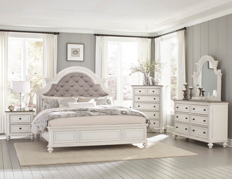 Baylesford Antique White 4-Piece Bedroom Set (Queen Bed, Nightstand, Dresser, Mirror) from Homelegance - Luna Furniture