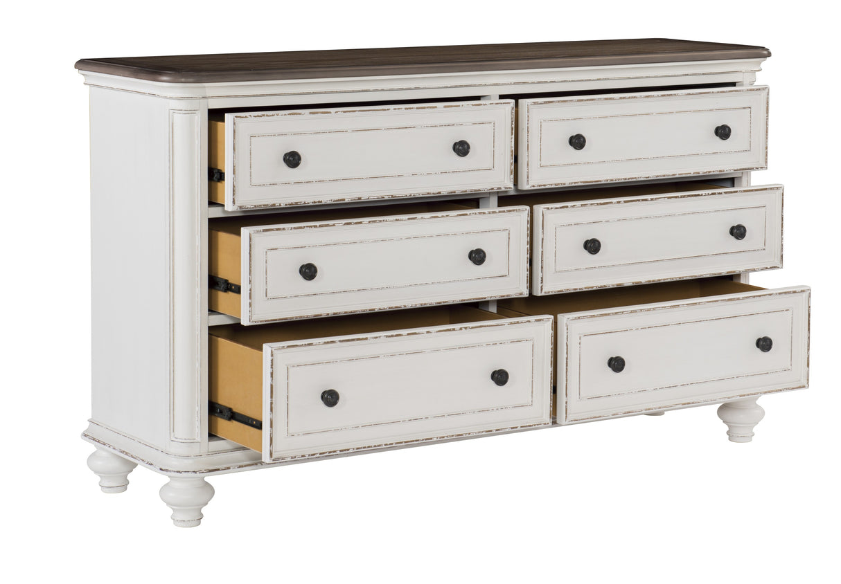Baylesford Antique White 5-Piece Bedroom Set (Queen Bed, Nightstand, Dresser, Mirror, Chest) from Homelegance - Luna Furniture