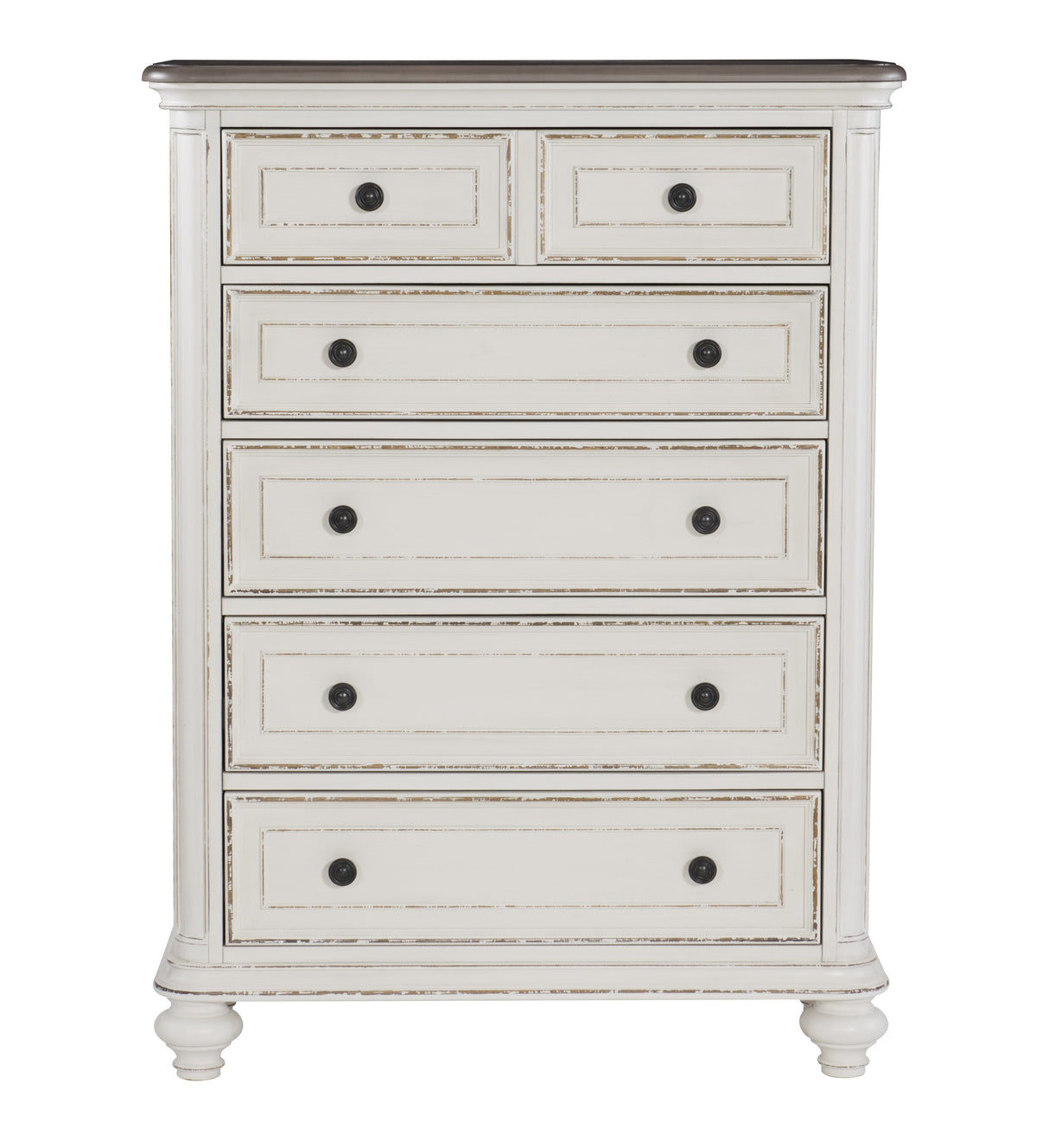 Baylesford Antique White 5-Piece Bedroom Set (Queen Bed, Nightstand, Dresser, Mirror, Chest) from Homelegance - Luna Furniture