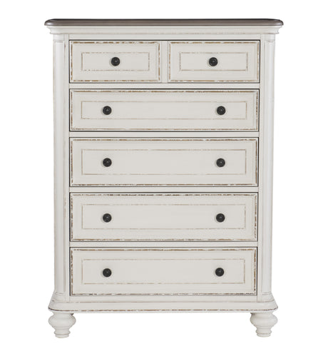 Baylesford Antique White 5-Piece Bedroom Set (Queen Bed, Nightstand, Dresser, Mirror, Chest) from Homelegance - Luna Furniture