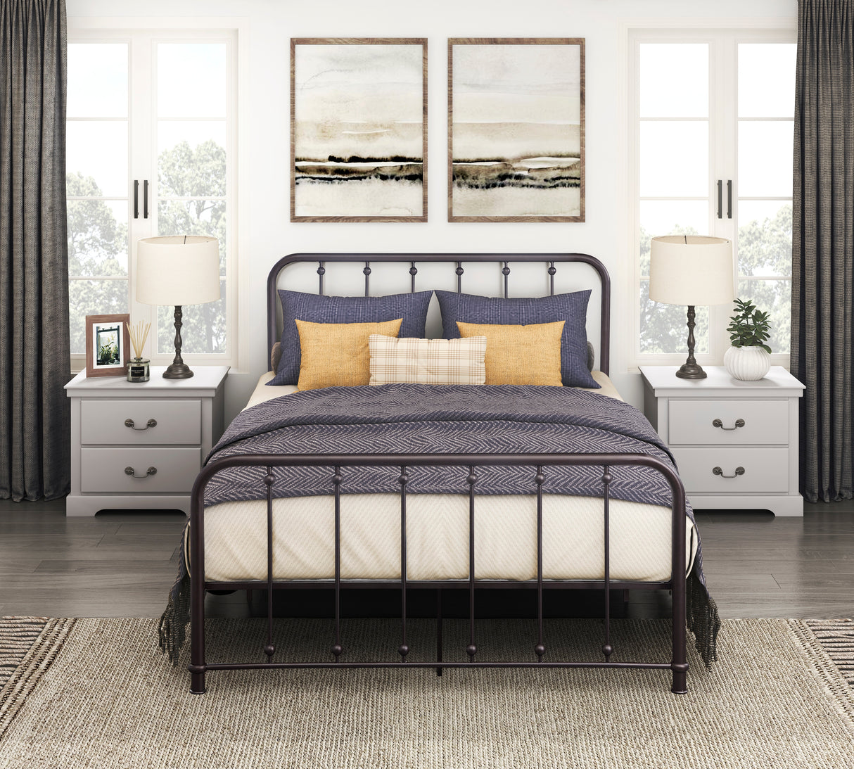 Larkspur Antique Bronze Full Metal Platform Bed from Homelegance - Luna Furniture