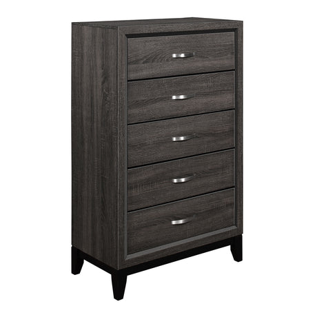 Davi Gray 5-Piece Bedroom Set (Queen Bed, Nightstand, Dresser, Mirror, Chest) from Homelegance - Luna Furniture
