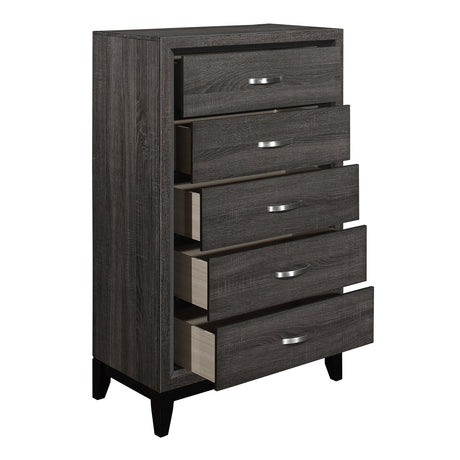 Davi Gray 5-Piece Bedroom Set (Queen Bed, Nightstand, Dresser, Mirror, Chest) from Homelegance - Luna Furniture