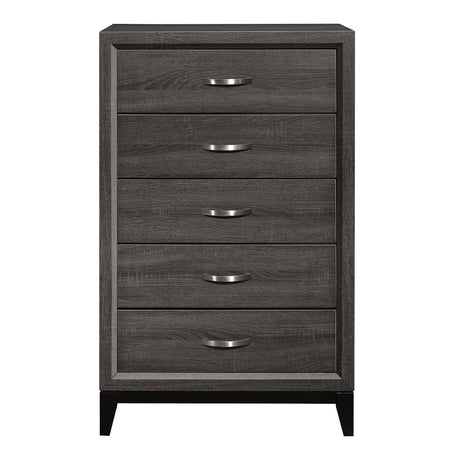 Davi Gray 4-Piece Bedroom Set (Queen Bed, Nightstand, Dresser, Mirror) from Homelegance - Luna Furniture