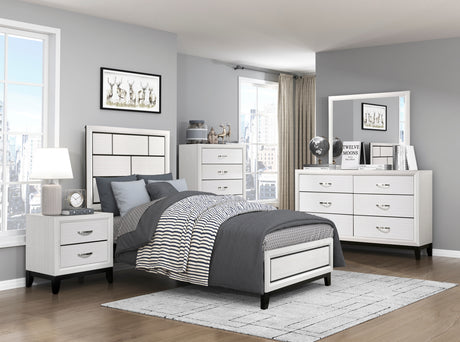 Davi White Twin Panel Bed from Homelegance - Luna Furniture