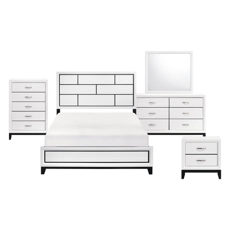 Davi White 5-Piece Bedroom Set (Queen Bed, Nightstand, Dresser, Mirror, Chest) from Homelegance - Luna Furniture