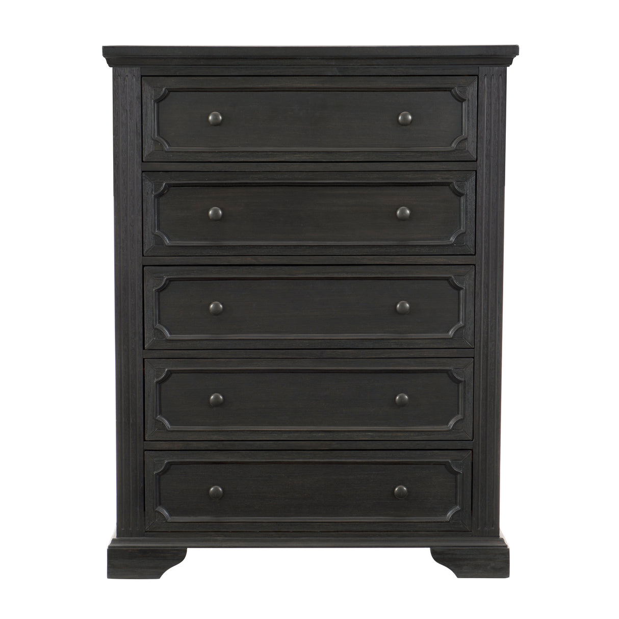 Bolingbrook Wire-Brushed Charcoal 5-Piece Bedroom Set (Queen Bed, Nightstand, Dresser, Mirror, Chest) from Homelegance - Luna Furniture