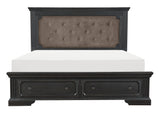 Bolingbrook Wire-Brushed Charcoal 5-Piece Bedroom Set (Queen Bed, Nightstand, Dresser, Mirror, Chest) from Homelegance - Luna Furniture
