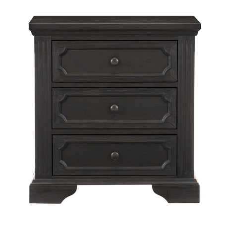 Bolingbrook Wire-Brushed Charcoal 5-Piece Bedroom Set (Queen Bed, Nightstand, Dresser, Mirror, Chest) from Homelegance - Luna Furniture