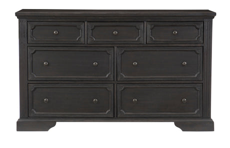 Bolingbrook Wire-Brushed Charcoal 5-Piece Bedroom Set (Queen Bed, Nightstand, Dresser, Mirror, Chest) from Homelegance - Luna Furniture