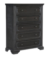 Bolingbrook Wire-Brushed Charcoal Queen Platform Bed with Footboard Storage from Homelegance - Luna Furniture