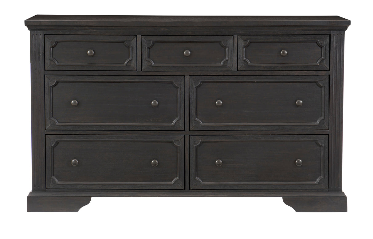 Bolingbrook Wire-Brushed Charcoal Queen Platform Bed with Footboard Storage from Homelegance - Luna Furniture