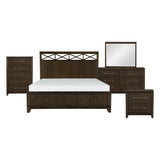 Griggs Dark Brown 5-Piece Bedroom Set (Queen Bed, Nightstand, Dresser, Mirror, Chest) from Homelegance - Luna Furniture