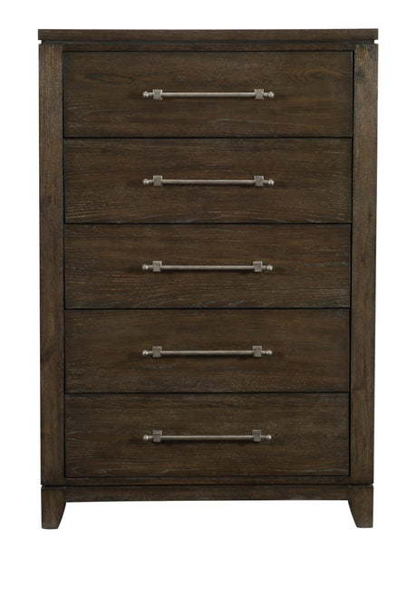 Griggs Dark Brown 5-Piece Bedroom Set (Queen Bed, Nightstand, Dresser, Mirror, Chest) from Homelegance - Luna Furniture