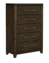 Griggs Dark Brown 5-Piece Bedroom Set (Queen Bed, Nightstand, Dresser, Mirror, Chest) from Homelegance - Luna Furniture