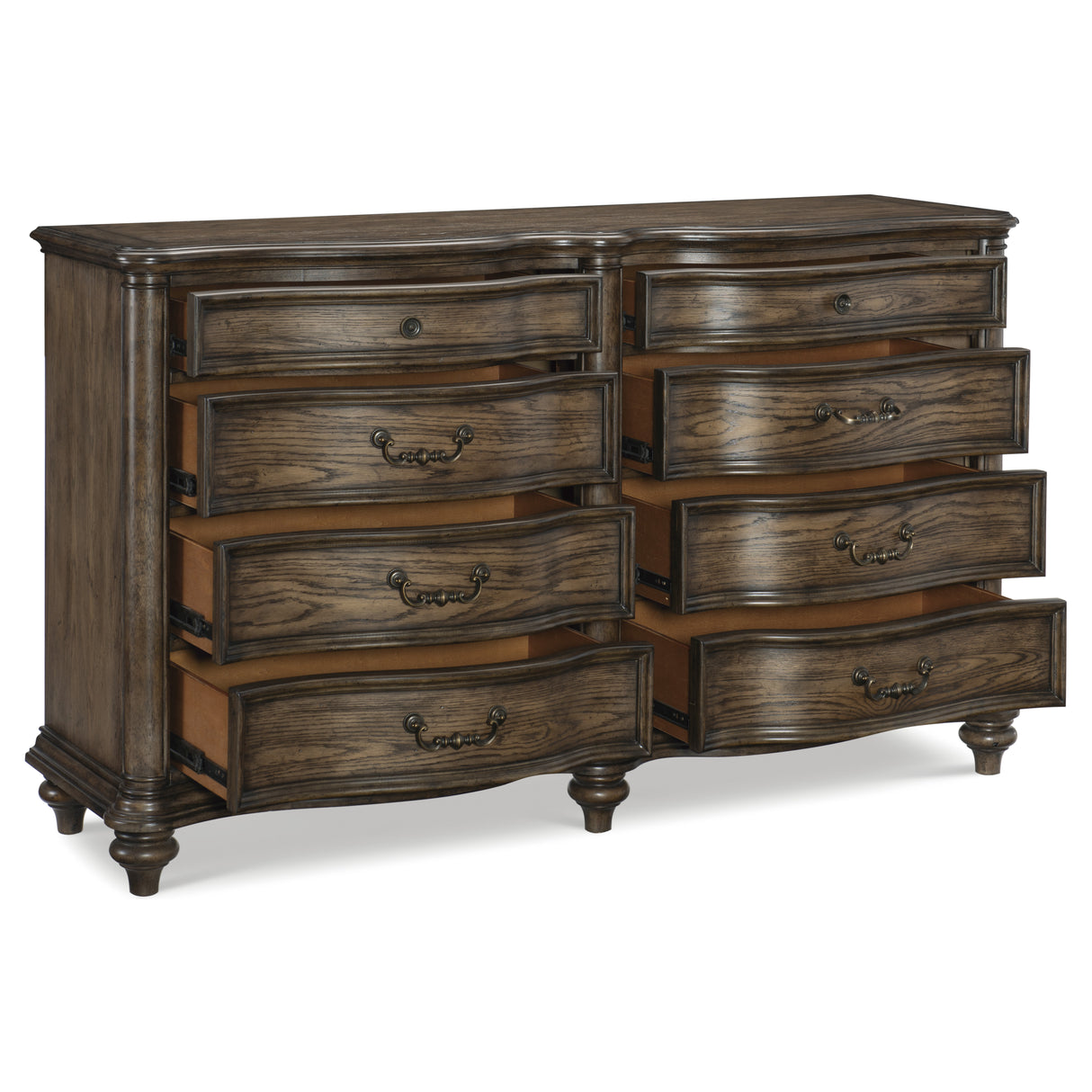 Heath Court Brown Oak 5-Piece Bedroom Set (Queen Bed, Nightstand, Dresser, Mirror, Chest) from Homelegance - Luna Furniture