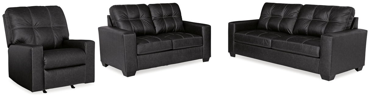 Barlin Mills Sofa, Loveseat and Recliner in Carbon from Ashley Furniture - Luna Furniture
