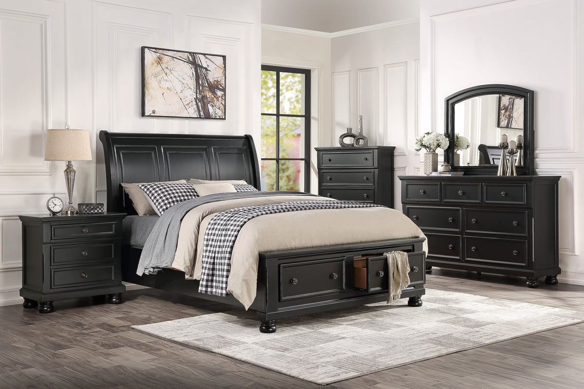 Laurelin Antiqued Bronze 4-Piece Bedroom Set (Queen Bed, Nightstand, Dresser, Mirror) from Homelegance - Luna Furniture