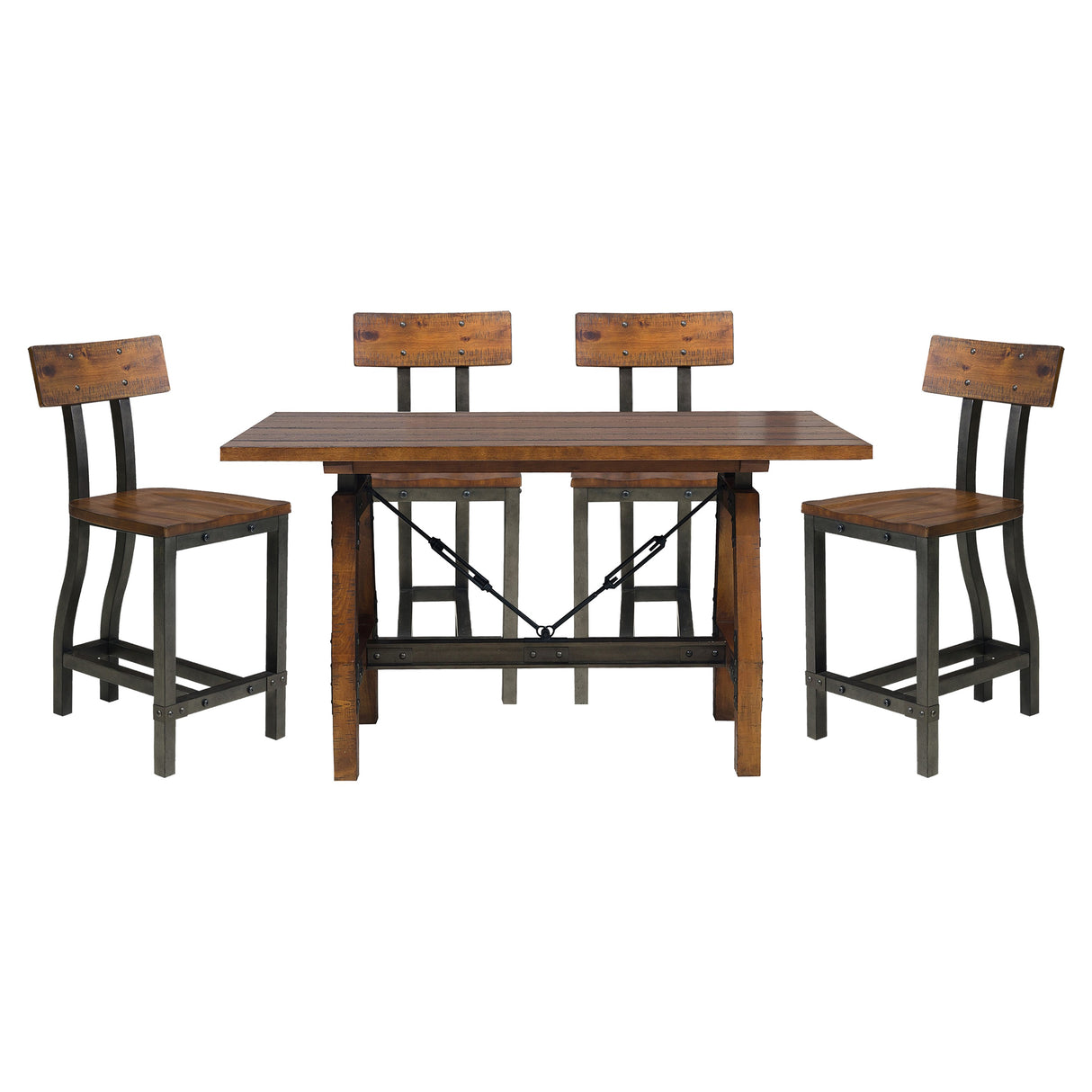 Holverson Rustic Brown 5-Piece Counter Height Set from Homelegance - Luna Furniture