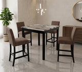 Lennon Brown/Black 5-Piece Faux Marble Top Counter Height Set from Crown Mark - Luna Furniture
