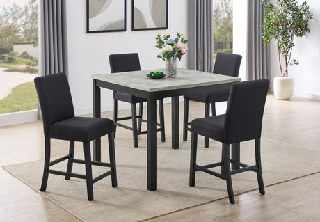 Lennon Black/Concrete 5-Piece Counter Height Set from Crown Mark - Luna Furniture