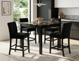 Lennon Black/Gold 5-Piece Faux Marble Top Counter Height Set from Crown Mark - Luna Furniture