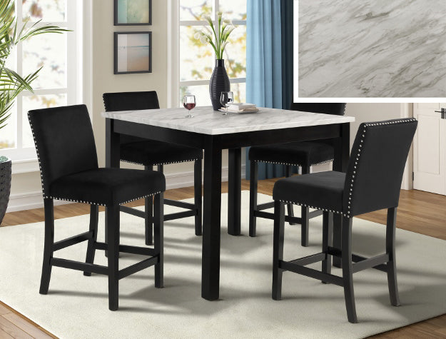 Crown Mark Lennon Black/White Velvet 5-Piece Counter Height Set