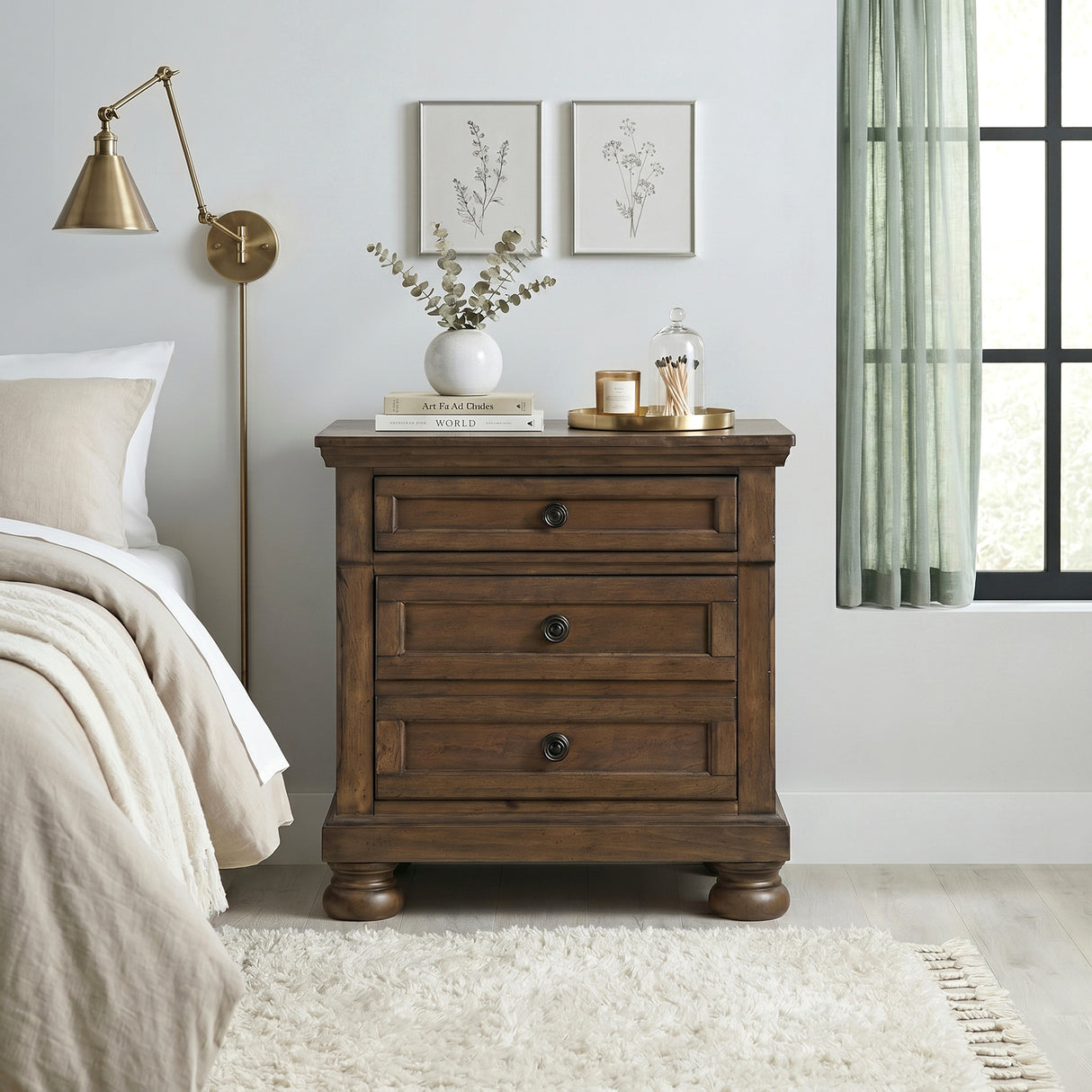 Begonia Dark Brown Nightstand