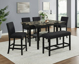 Marbel Black 5-Piece Faux Marble Counter Height Set (Table & 4 Chairs)