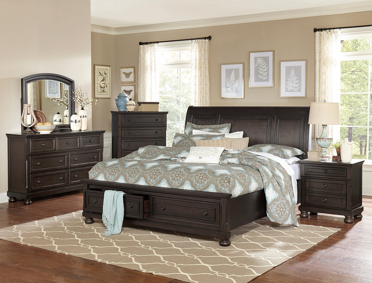 Begonia Grayish Brown King Sleigh Storage Platform Bed from Homelegance - Luna Furniture