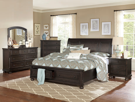 Begonia Grayish Brown Queen Platform Bed with Footboard Storage from Homelegance - Luna Furniture