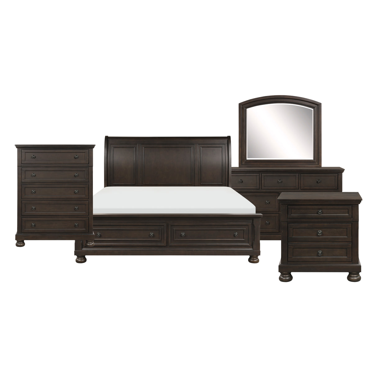 1718GY-1*9 5-Piece Bedroom Set (Queen Bed, Nightstand, Dresser, Mirror, Chest) from Homelegance - Luna Furniture
