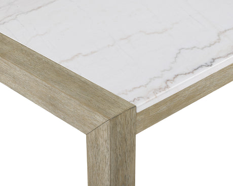 Hazel Weathered Oak/Neutral Genuine Marble Top Counter Height Set from Crown Mark - Luna Furniture