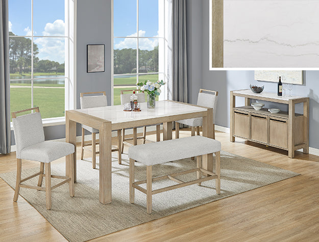 Artil Weathered Oak Genuine Marble Top Sideboard from Crown Mark - Luna Furniture